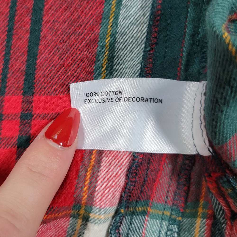 Duluth Trading Co Free Swingin Flannel Shirt Womens 3X Green Red Plaid Button Up - Picture 5 of 8